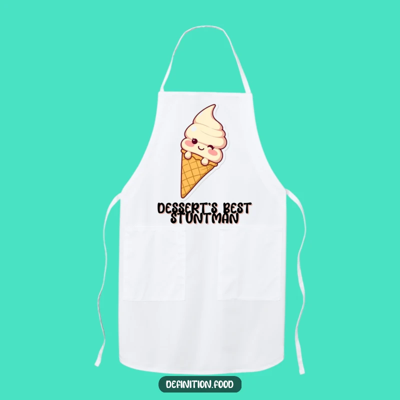 Funny Ice Cream Cone Sliding Apron - Chef Waffle Cone Character Kitchen Gift