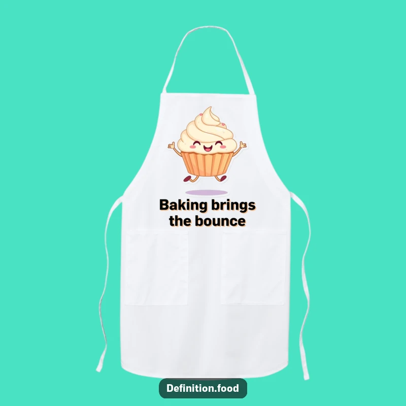 Funny Joyful Cupcake Hop Apron: Cook with Sweet Energy and Fun