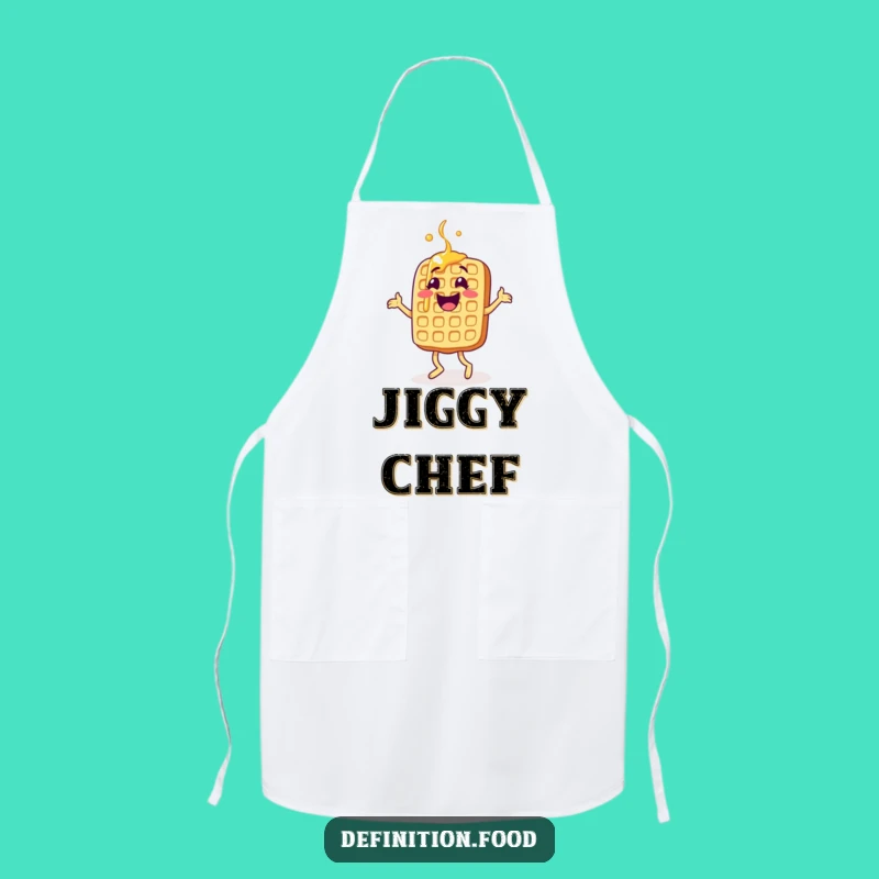 Funny Jigging Waffle Apron - Cheerful Breakfast Character for Fun Cooking