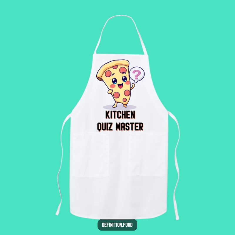 Funny Pizza Quiz Apron - Cheerful Chef Character Kitchen Gift