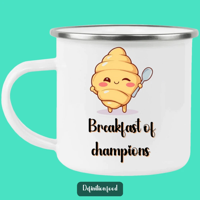 Funny Winking Croissant Camping Mug: Your Adventurous Pastry Companion Gift