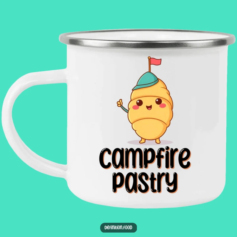 Funny Croissant Hat Camping Mug: Bonjour Adventures!