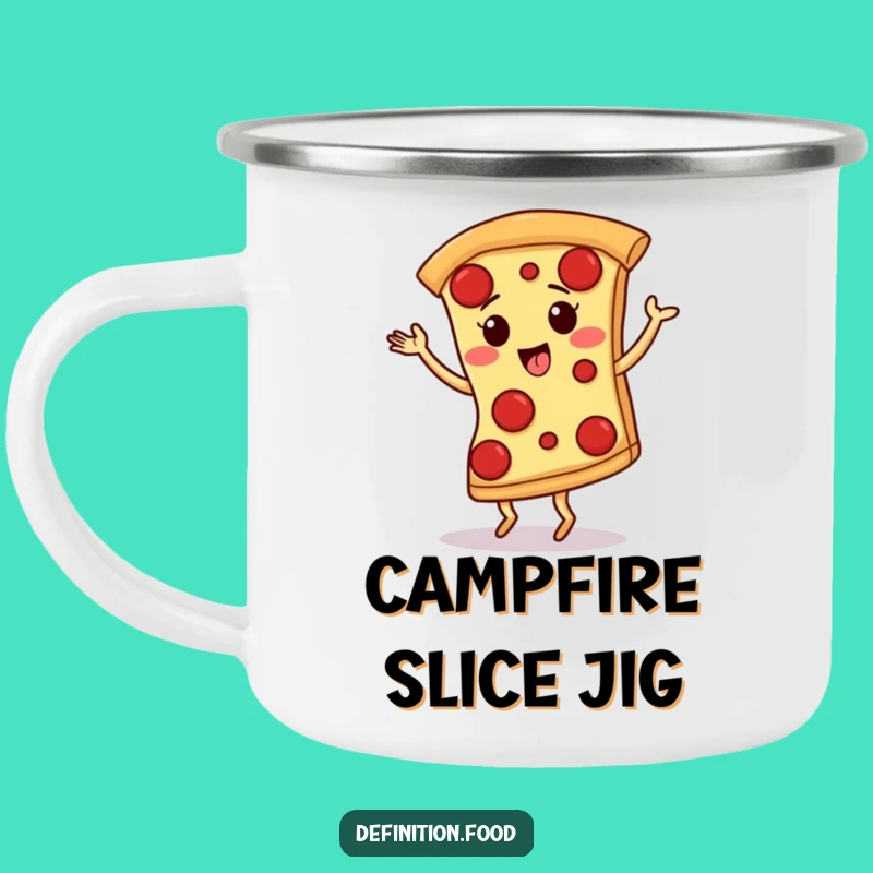 Funny Pizza Tango Enamel Mug - Sip & Tango Around the Campfire