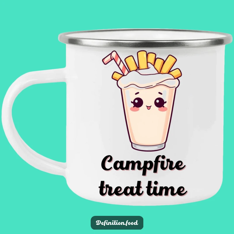 Funny Fry Milkshake Camping Mug: Curious French Fry Peeking Out, Adventure Funny Gift!