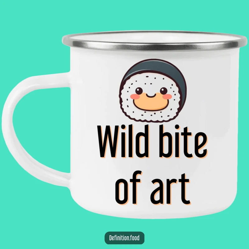 Funny Sushi Roll Camping Mug: Artful Outdoor Sips, Rustic Humorous Gift