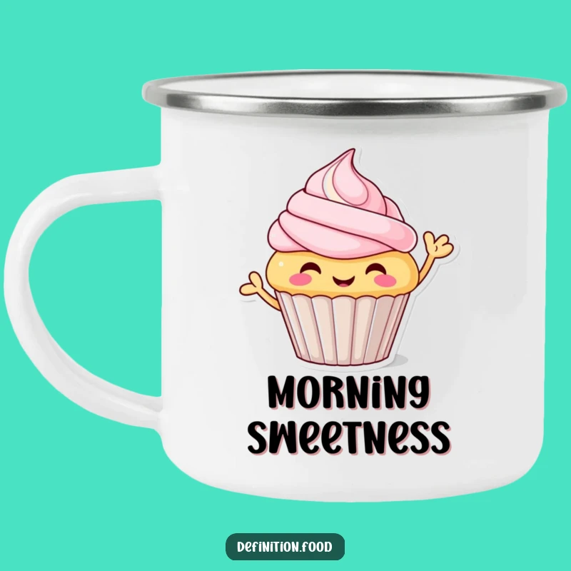 Funny Waving Cupcake Camping Mug - Durable Character Cup for Outdoor Fun