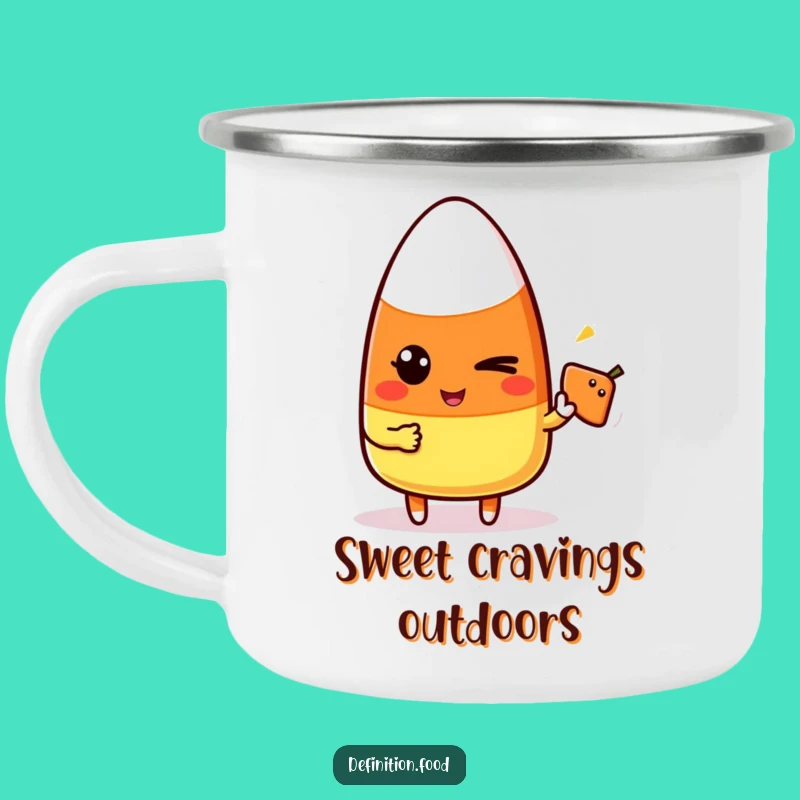 Durable Funny Candy Corn Winking Camping Mug - Playful Outdoor Companion