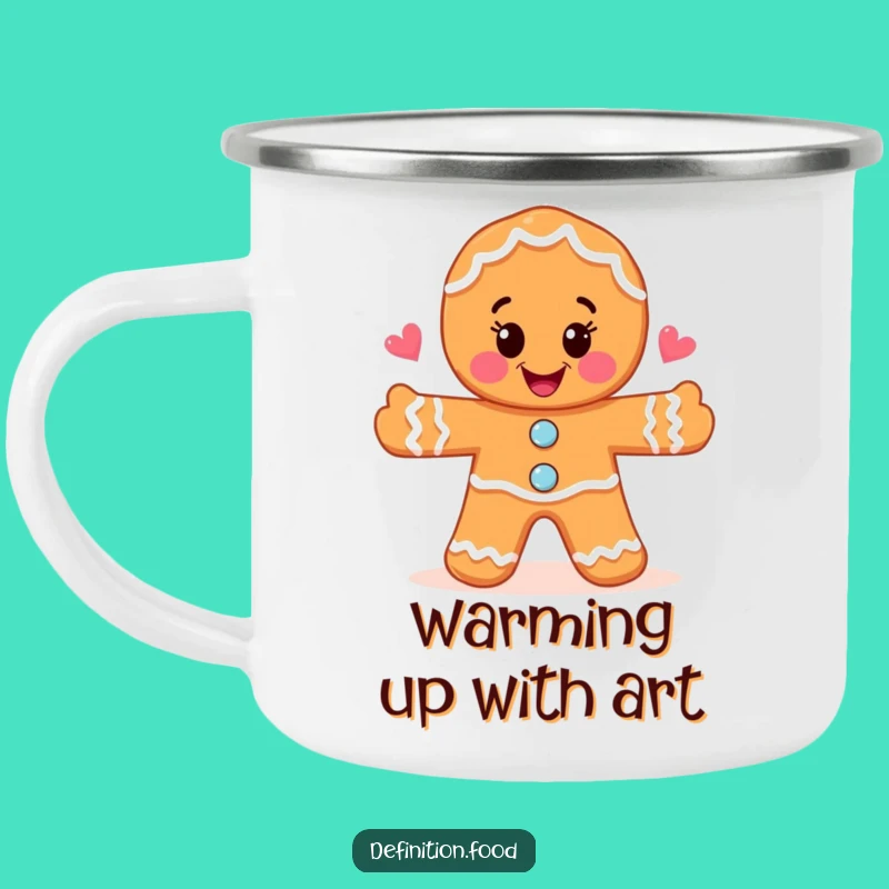 Durable Funny Gingerbread Man Food Art Camping Mug - Whimsical Trail Companion