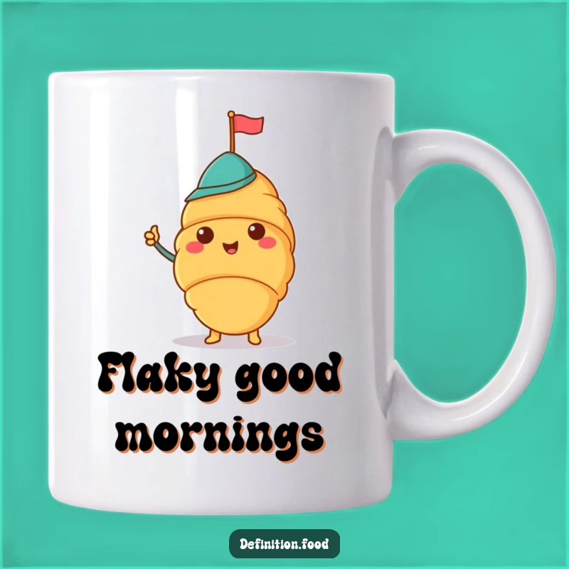 Funny Croissant Hat Mug: Waving Hello, a Delicious Gift!