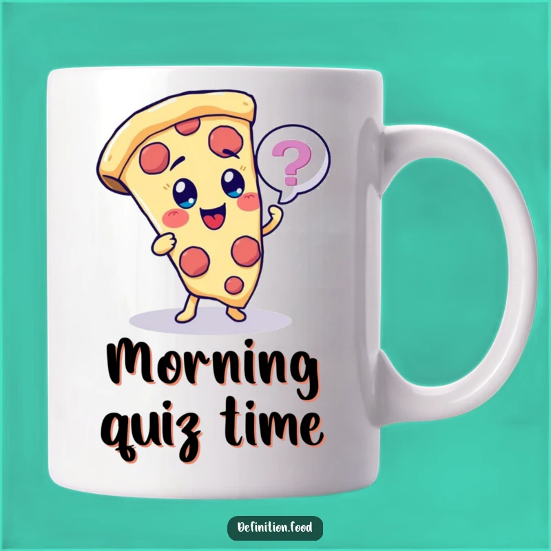 Funny Pizza Quiz Mug - Cheerful Character Gift for Trivia Lovers