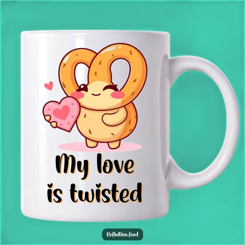 Funny Winking Pretzel Cookie Gift Mug - Adorable Snack Character Love Present