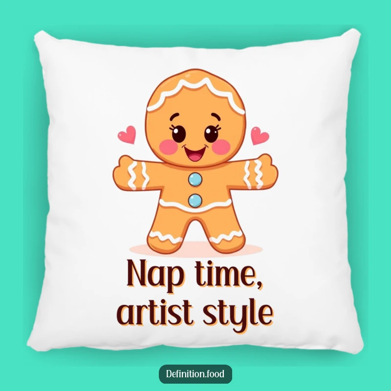Cozy Funny Gingerbread Man Food Art Pillow - Whimsical Comfort for Your Home