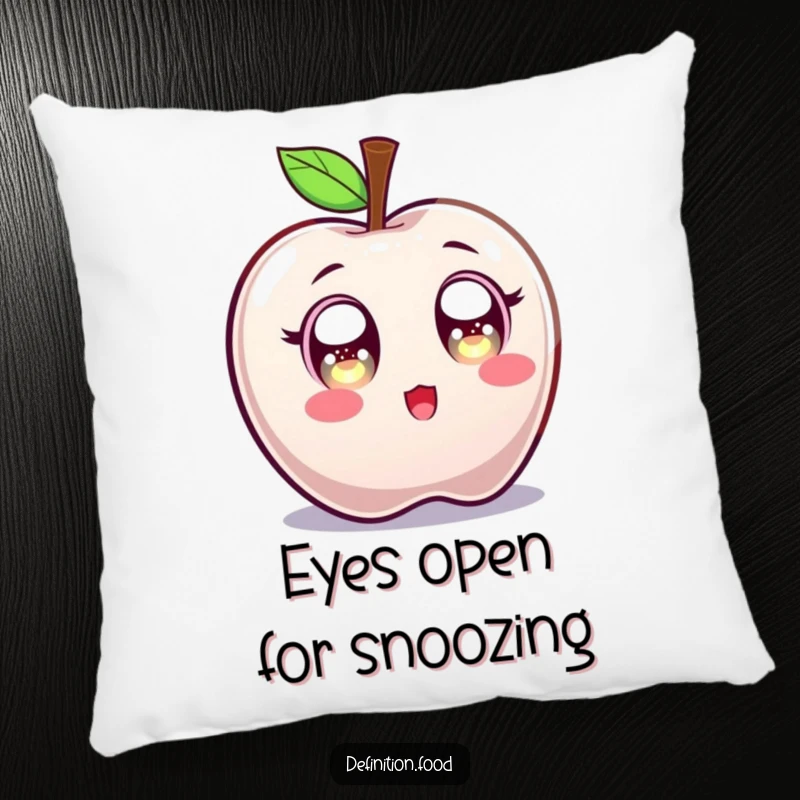 Funny pillow featuring a candy apple character with wide, sparkling eyes, designed to bring sweet surprise and comfort.