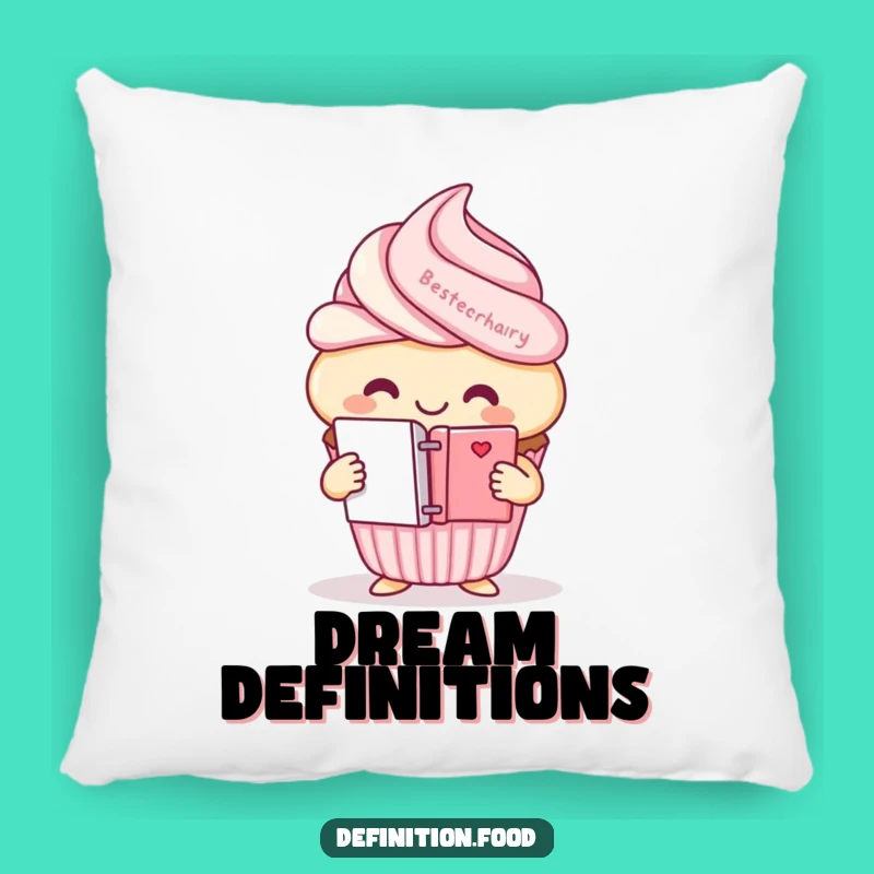 Funny Cupcake Dictionary Pillow - Cheerful Character Cozy Gift