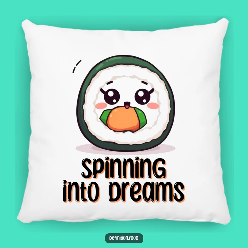 Funny Excited Sushi Roll Spin Pillow: Cozy Comfort with a Twist