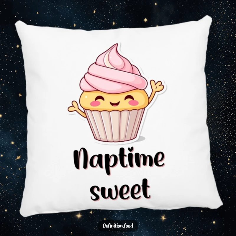 Funny cupcake pillow, soft and plush, featuring a cheerful waving character, ideal for sofas and beds, funny gift.