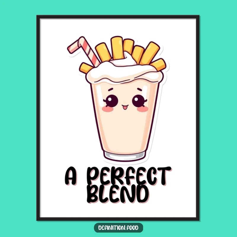 Funny Fry Milkshake Digital Print: Curious French Fry Peeking Out, Instant Funny Gift Art!