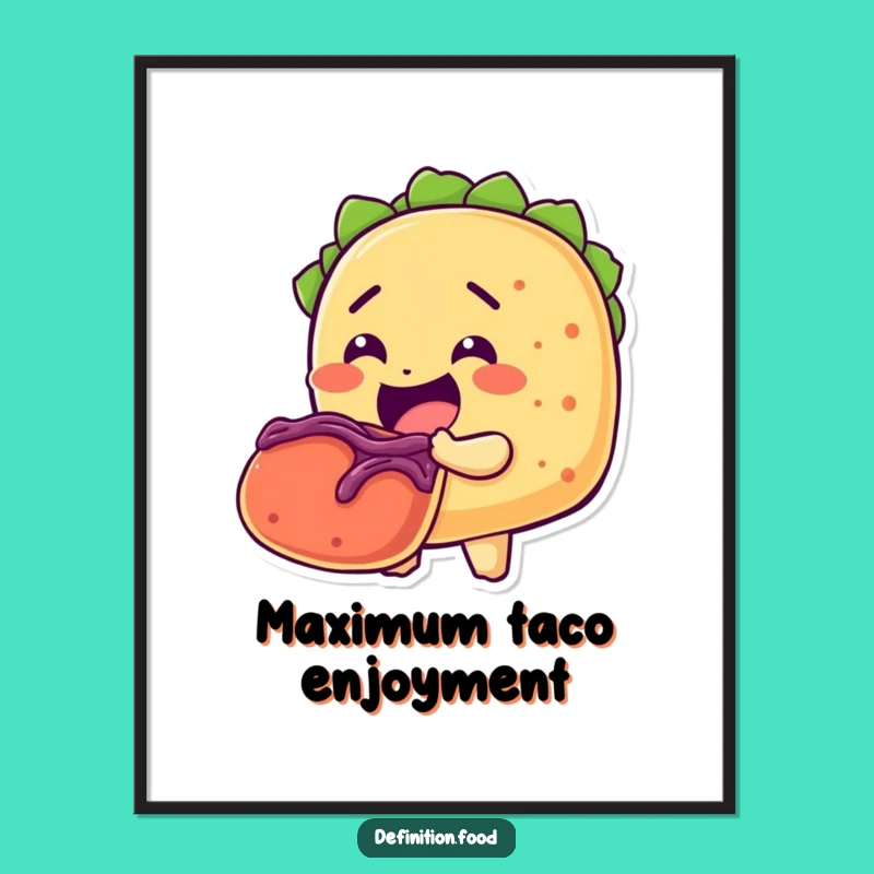 Funny Taco Bite Digital Art Print: Instant Hilarious Decor for Your Foodie Haven