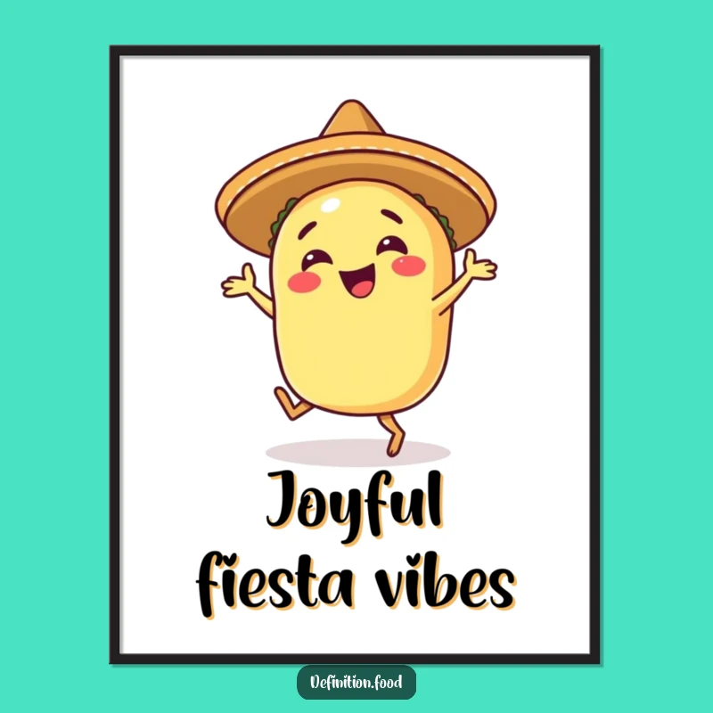 Funny Happy Taco Salsa Dance Digital Art Print: Instant Fiesta Decor
