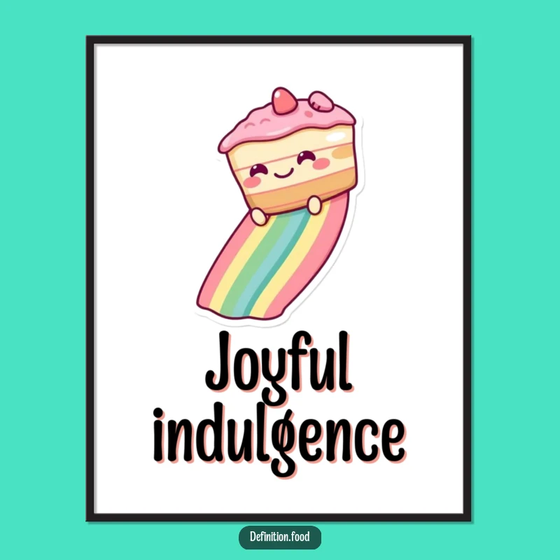 Funny Rainbow Cake Digital Art Print - Instant Whimsical Dessert Decor, Perfect Funny Gift!