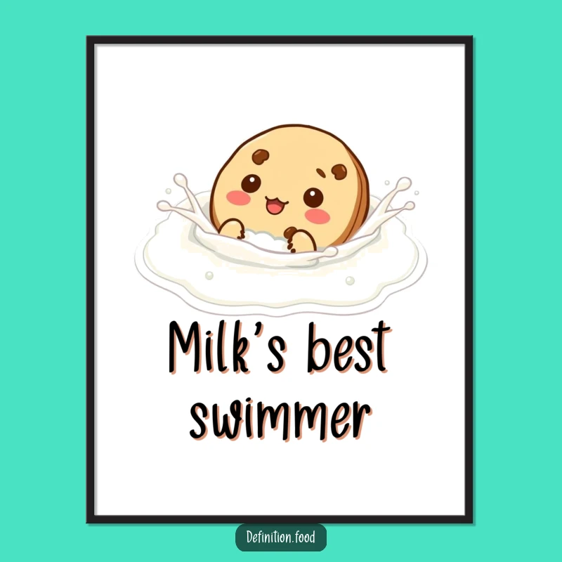 Funny Cookie Swim Digital Art - Printable Milk Bath Humor Decor
