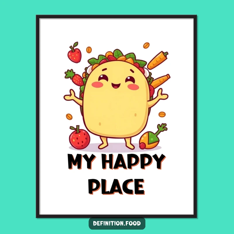 Funny Juggling Taco Digital Print: Instant Festive Humor for Your Walls