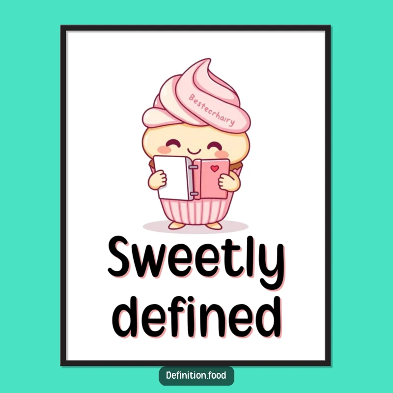 Funny Cupcake Dictionary Digital Art - Smiling Character Decor Gift