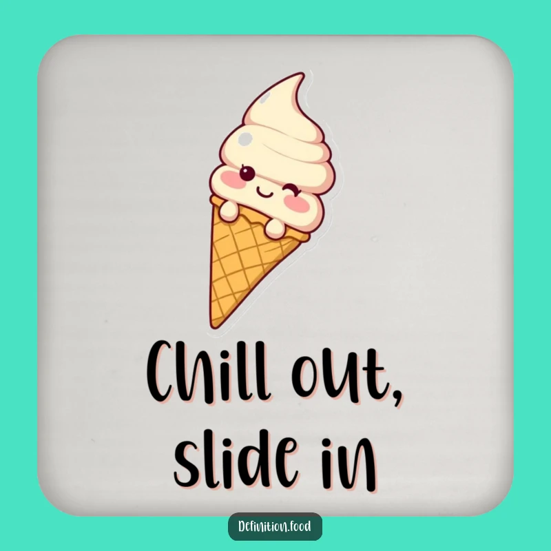 Funny Ice Cream Cone Sliding Coaster - Protect Tables with Waffle Cone Humor