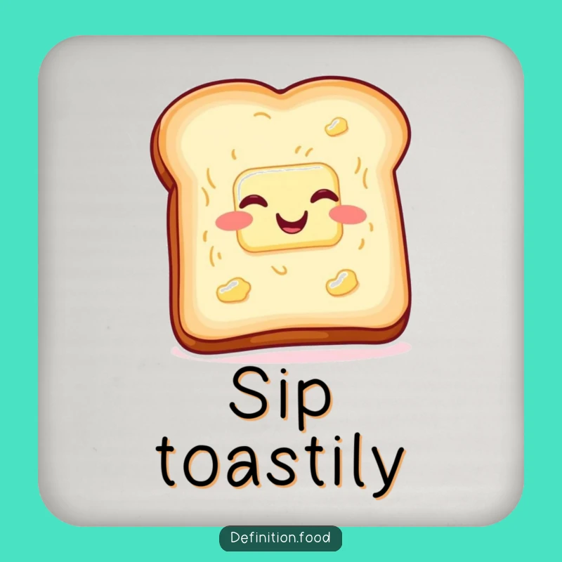Set of Funny Toast Butter Coasters, Wiggling with Glee Drink Humor Gift