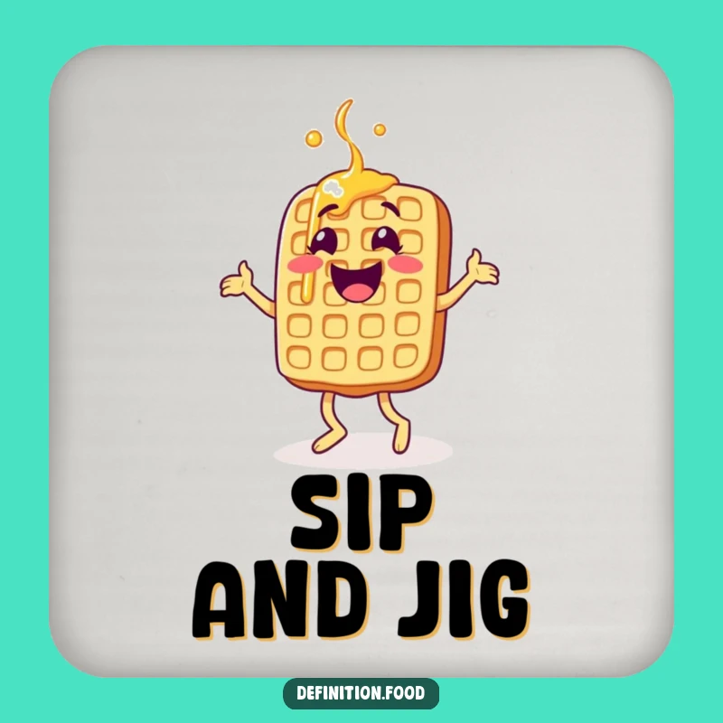 Funny Jigging Waffle Drink Coaster - Protect Surfaces with Breakfast Cheer