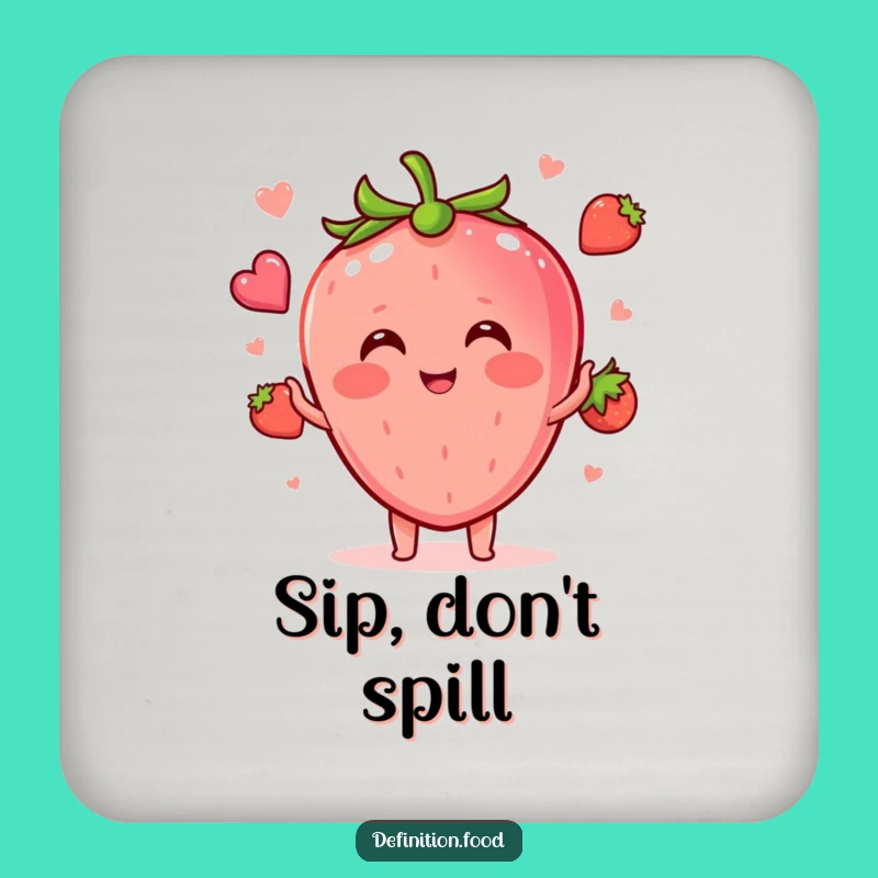 Funny Strawberry Juggling Food Shapes Coaster Set - Protect Surfaces with Humor