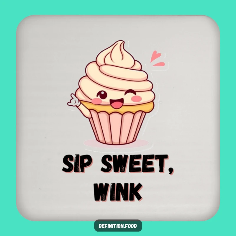 Funny Cupcake Wink Coaster Set, Protect Surfaces, Perfect Humorous Gift for Tables