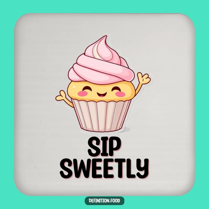 Funny Waving Cupcake Drink Coaster - Protect Surfaces in Cheerful Style