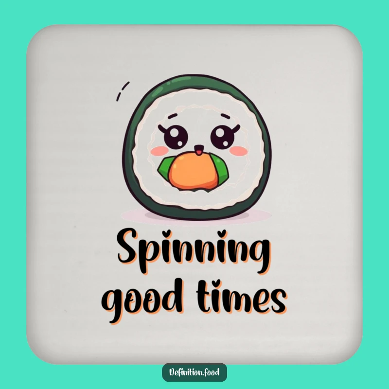 Funny Excited Sushi Roll Spin Coaster: Protect Surfaces with Fun