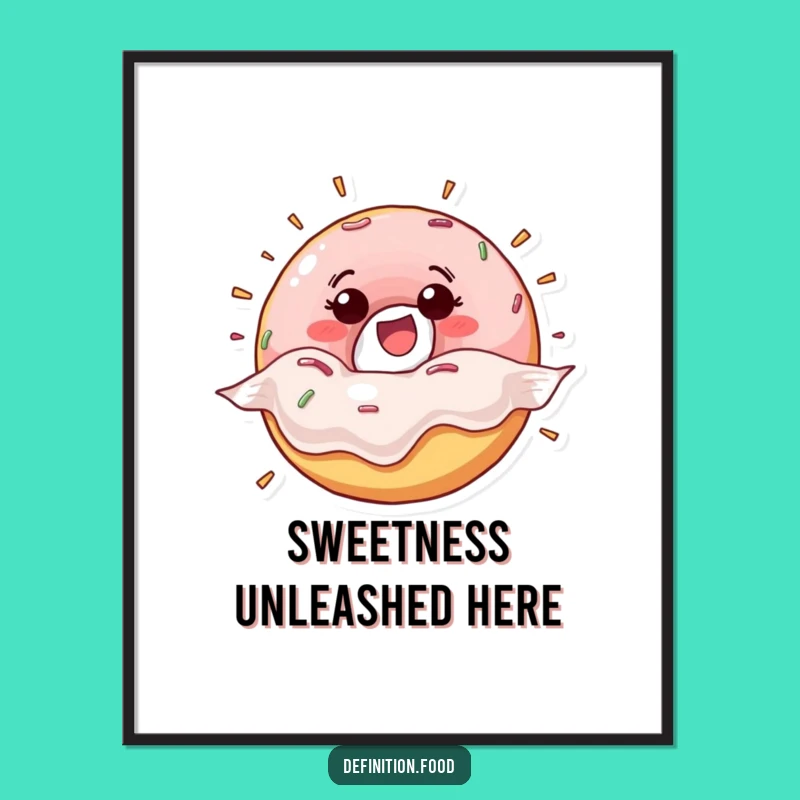 Funny Donut Wrapper Burst Poster - Happy Character Wall Art Gift