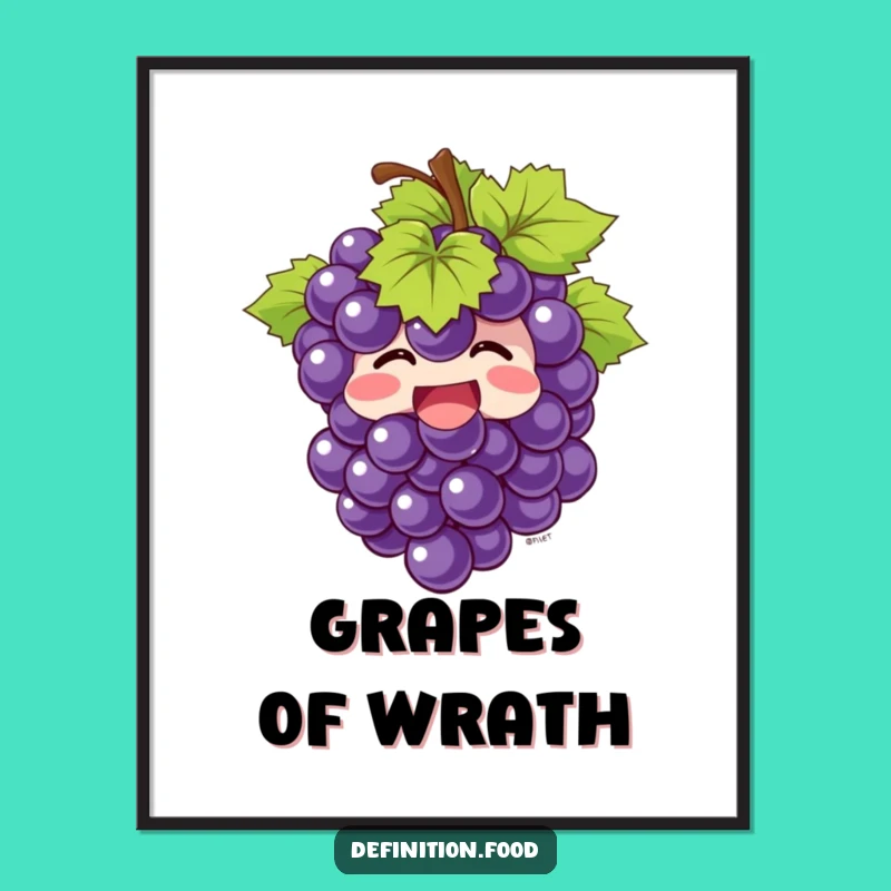 Funny Giggling Grapes Poster - Happy Fruit Art, Perfect Funny Gift!
