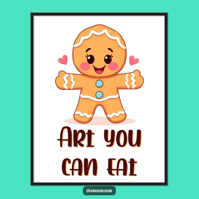 Funny Gingerbread Man Food Art Poster - Whimsical Wall Decor for Kitchens