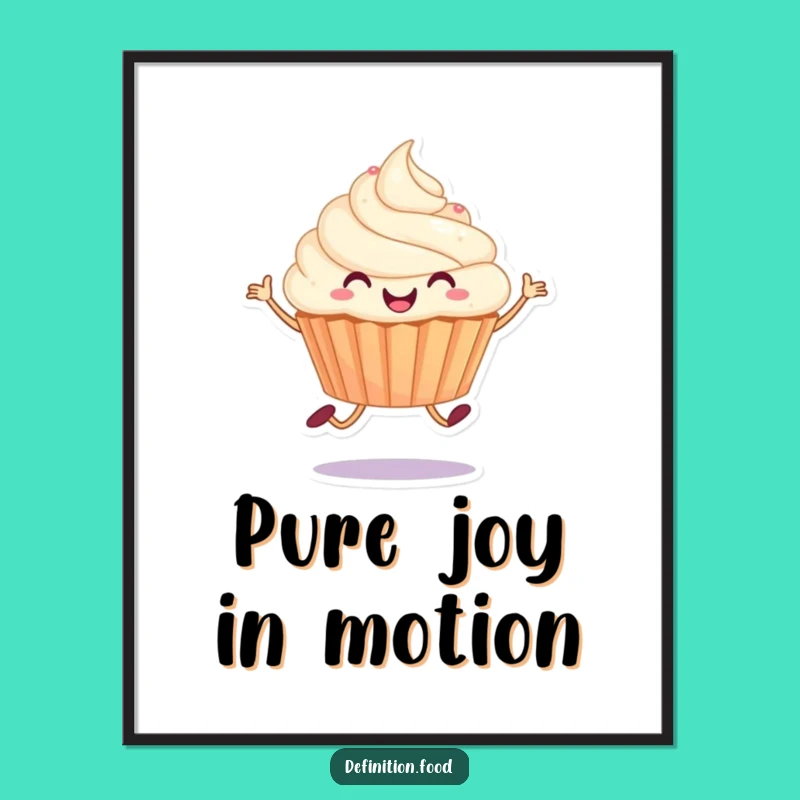 Funny Joyful Cupcake Hop Poster: Sweeten Your Walls with Cheerful Art