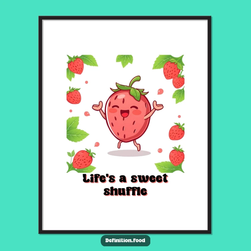 Funny Strawberry Dance Poster - Joyful Berry Art Print for Happy Decor