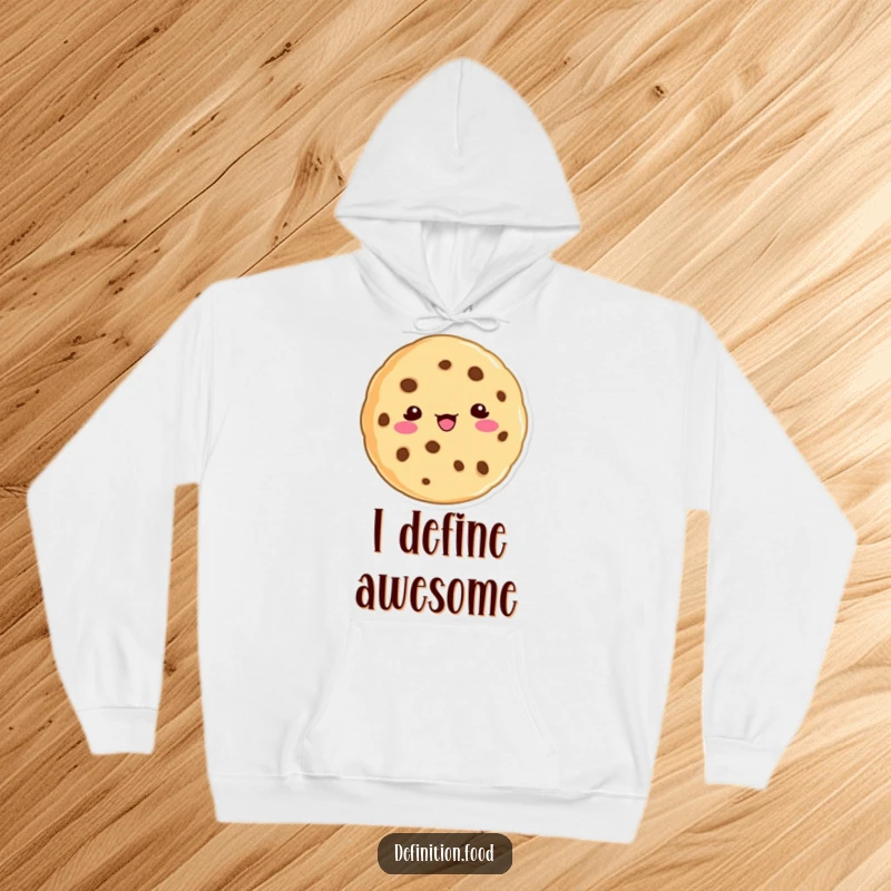 Funny cookie character hoodie, offering a witty definition, perfect for staying warm and amused.