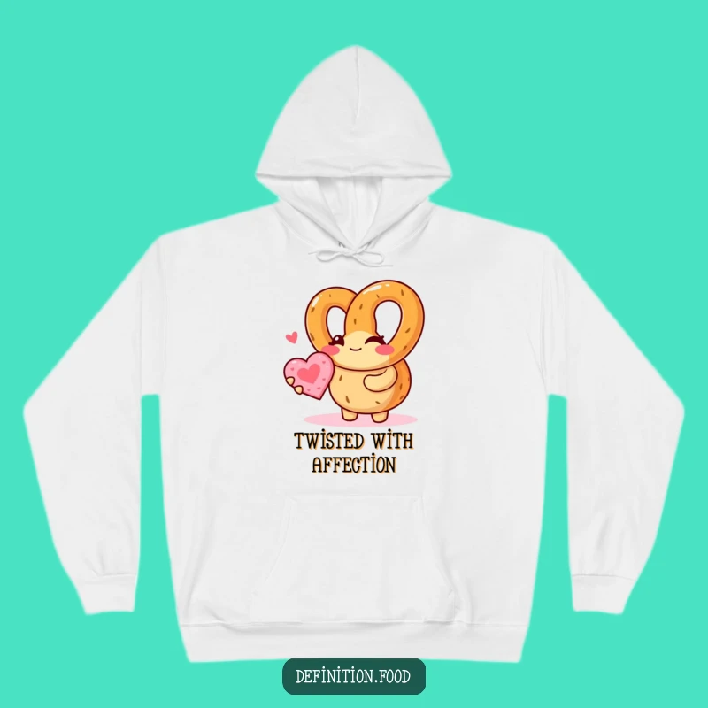 Funny Winking Pretzel Hoodie - Cozy Snack Character Heart Cookie Gift