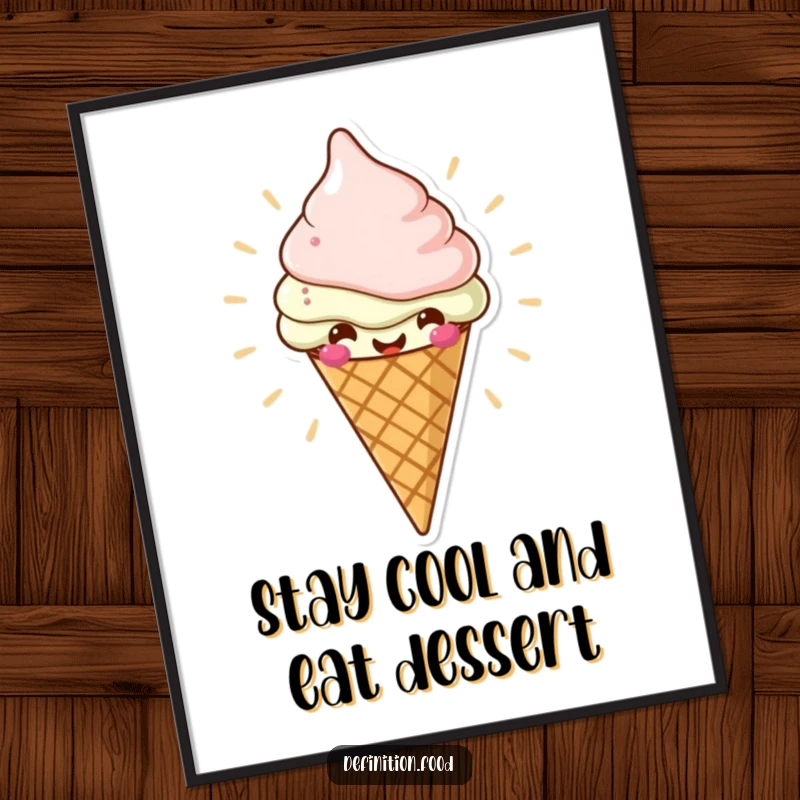 Funny Free Printable Wall Art: A cheerful ice cream cone character radiates deliciousness, adding a sweet touch to decor.
