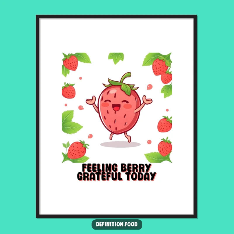 Funny Free Printable Wall Art: Joyful Strawberry Dance - Downloadable Art for Vibrant Spaces