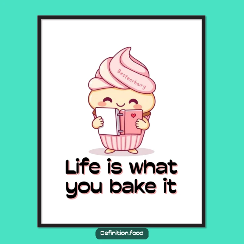 Funny Free Printable Wall Art: Cupcake Character with Mini Dictionary Art