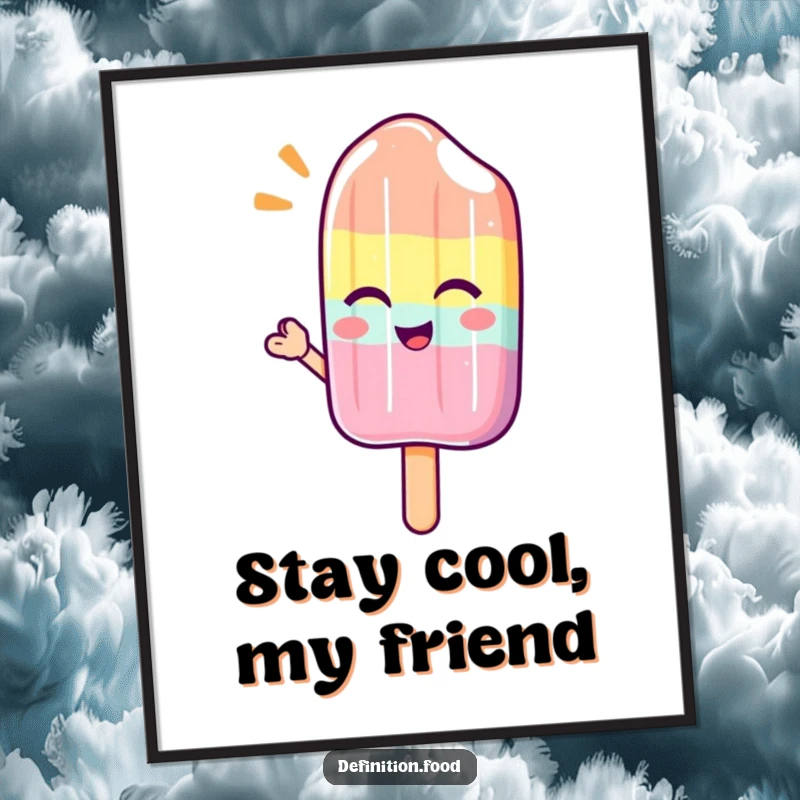 Funny Free Printable Wall Art of a winking popsicle character offering a friendly, cool, and refreshing wave.