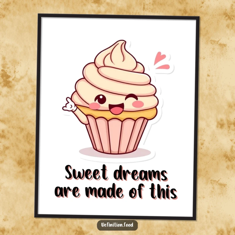 Funny Free Printable Wall Art: A cheerful cupcake character delivers a playful wink, adding humor to downloadable decor.