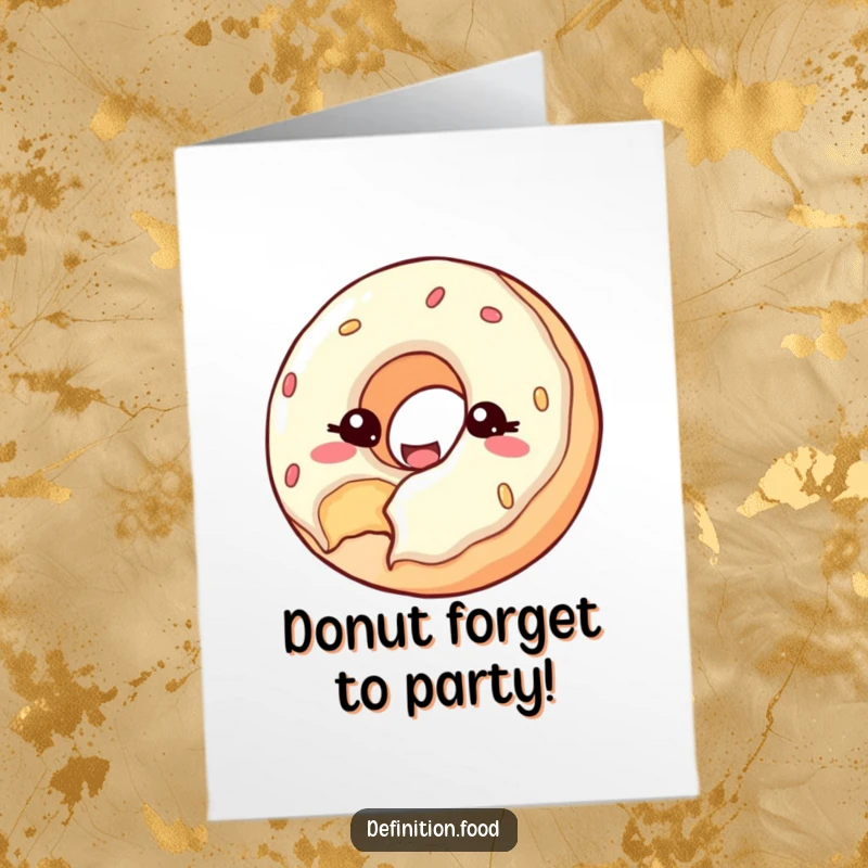 Funny Free Printable Birthday Card: A happy donut with a bite taken out winks at the viewer, downloadable fun.