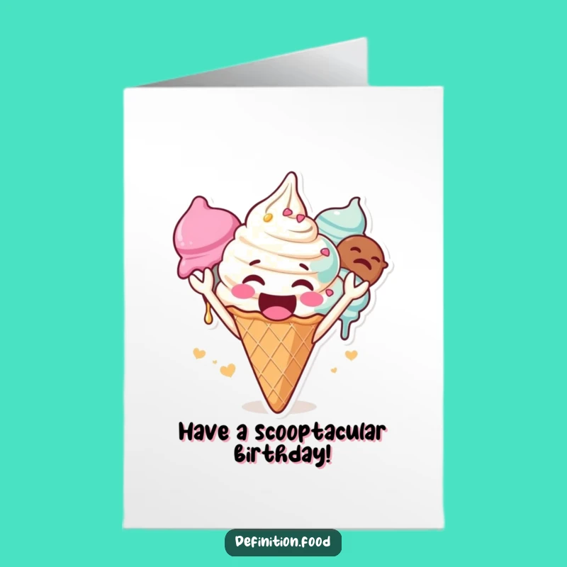 Free Printable Ice Cream Birthday Card: Cheering Cone for a Sweet Celebration