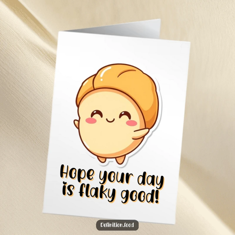 Funny Free Printable Birthday Card: A stylized croissant character happily unfurls its golden layers for a DIY gift.