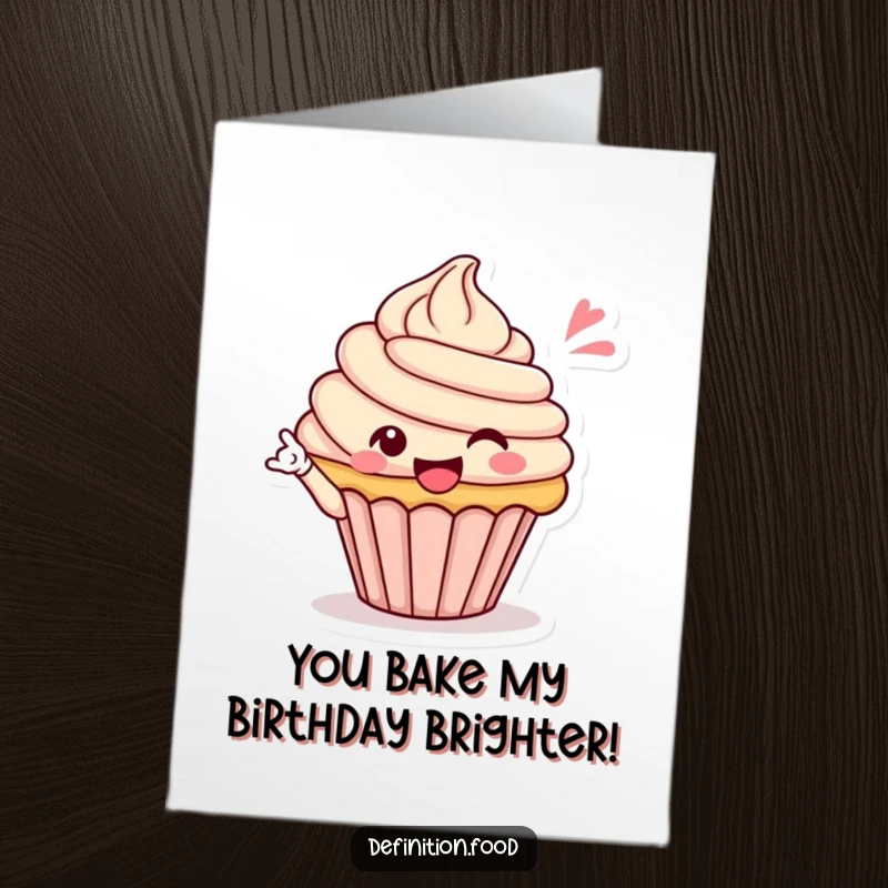 Funny Free Printable Birthday Card: A cheerful cupcake character winks playfully, ready for a fun DIY celebration gift.